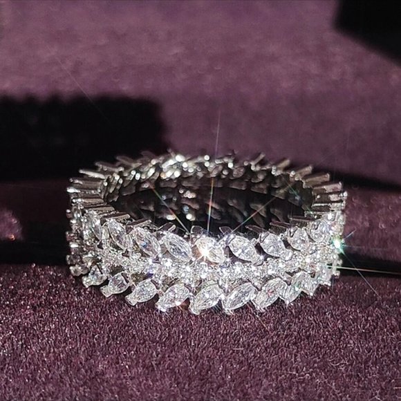 ETERNITY BAND DIAMOND CUT S925 STERLING SILVER RING, BEAUTIFUL RING, SHINY RING - Picture 2 of 5